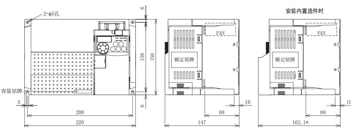 FR-E740-5.5K、7.5K-CHT尺寸圖